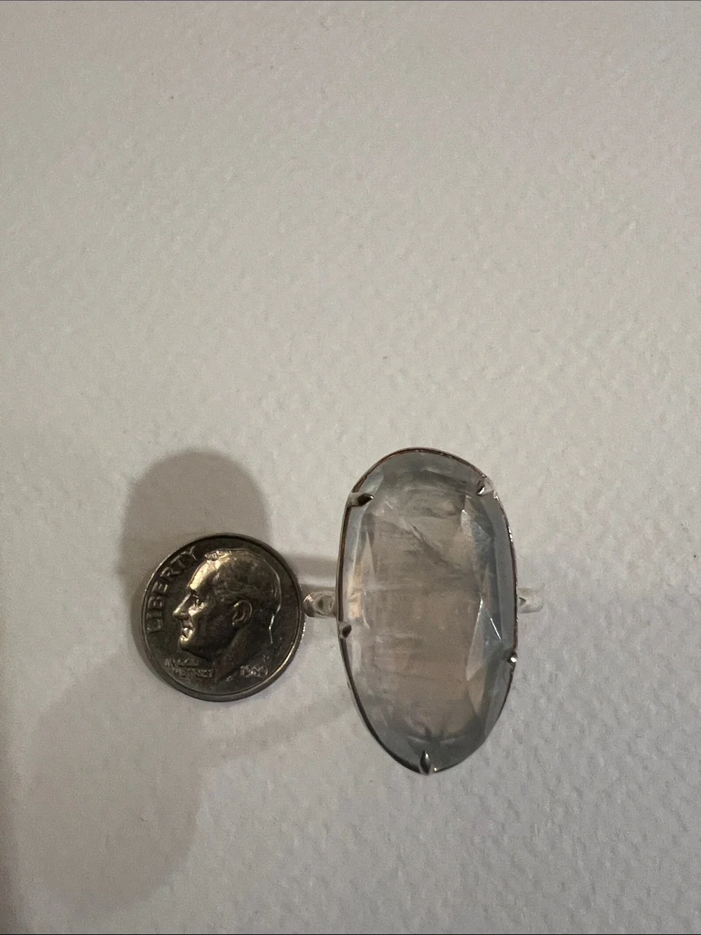 Silver Moonstone Oval Statement Ring